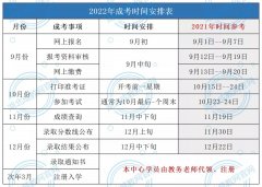 武汉易学堂教育独家资讯：2022年湖北成人高考全年时间安排表